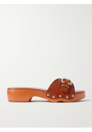 Chloé - Jeannette Embellished Leather Mules - Brown - IT35,IT36,IT37,IT38,IT39,IT40,IT41