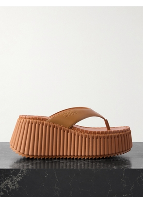Chloé - Nama Leather Platform Flip Flops - Brown - IT35,IT36,IT37,IT38,IT39,IT40,IT41