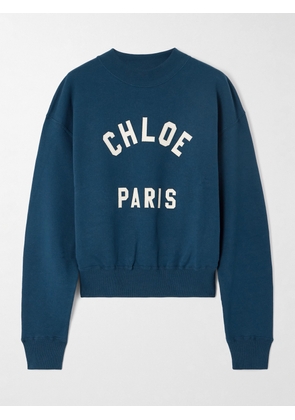 Chloé - Printed Cotton-jersey Sweatshirt - Blue - x small,small,medium,large,x large