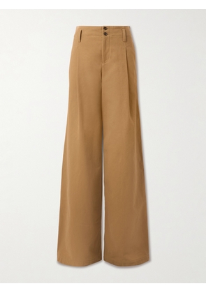 Chloé - Pleated Garment-dyed Cotton-canvas Straight-leg Pants - Brown - FR 34,FR 36,FR 38,FR 40,FR 42,FR 44,FR 46
