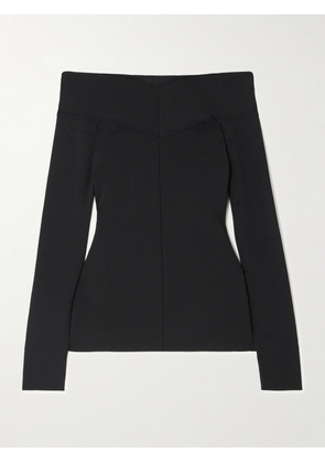 Stella McCartney - Off-the-shoulder Paneled Jersey Top - Black - xx small,x small,small,medium,large,x large
