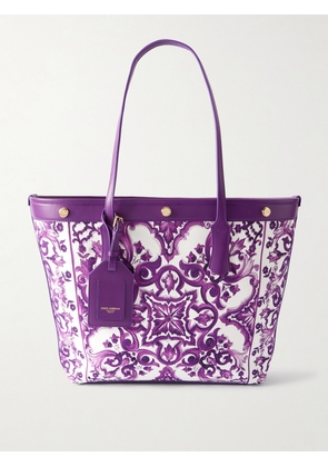 Dolce & Gabbana - Leather-trimmed Printed Canvas Tote - Purple - One size