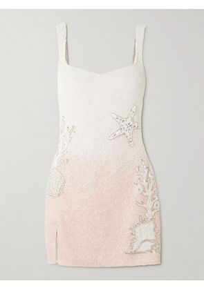 Clio Peppiatt - Seashell Crystal-embellished Beaded Tulle Mini Dress - Pink - xx small,x small,small,medium,large,x large