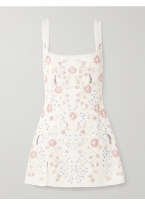 Clio Peppiatt - Meadow Embellished Beaded Stretch-tulle Mini Dress - Ivory - xx small,x small,small,medium,large,x large
