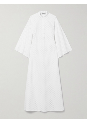 Cristiano Marcheli - Jane Broderie Anglaise Cotton Midi Dress - White - x small,small,medium,large,x large