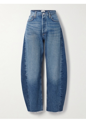 AGOLDE - Luna Frayed High-rise Barrel-leg Jeans - Blue - 23,24,25,26,27,28,29,30,31,32