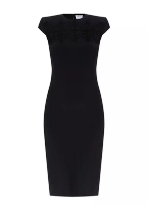 Alexander McQueen cap-sleeve lace-embroidered midi dress - Black