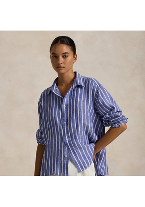 Wide Cropped Striped Linen Shirt