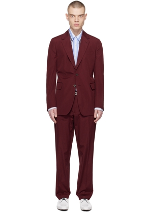 Dries Van Noten Burgundy Two-Button Suit