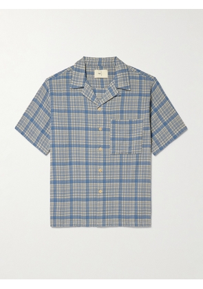 Folk - Anniversary Convertible-Collar Checked Cotton-Gauze Shirt - Men - Blue - XS