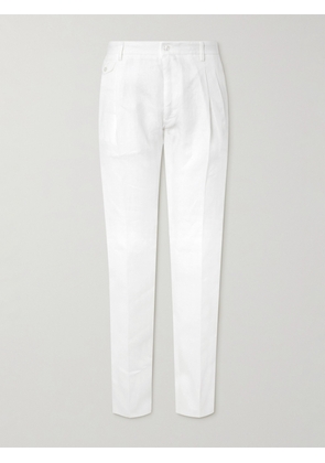 Dolce&Gabbana - Straight-Leg Pleated Linen Trousers - Men - White - IT 46