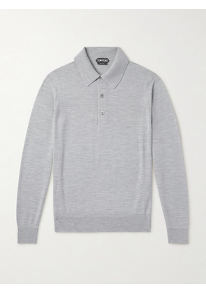 TOM FORD - Slim-Fit Cashmere and Silk-Blend Polo Shirt - Men - Gray - IT 46