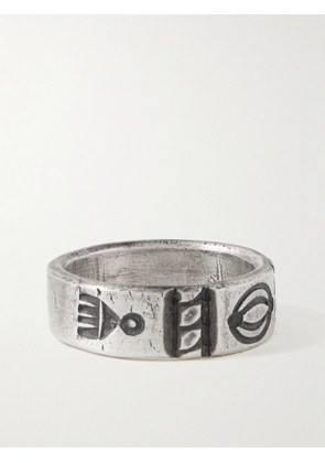 Peyote Bird - Maquise Engraved Sterling Silver Ring - Men - Silver - 7