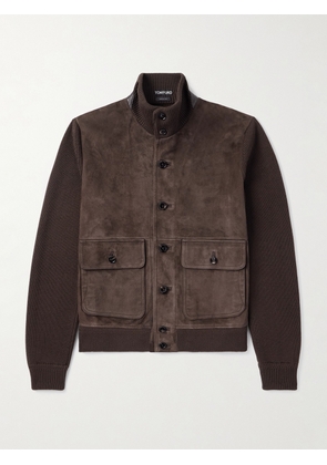 TOM FORD - Ribbed Merino Wool and Suede Jacket - Men - Brown - IT 46