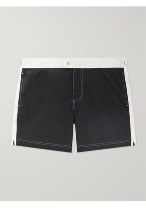 TOM FORD - Straight-Leg Mid-Length Striped Swim Shorts - Men - Black - IT 44