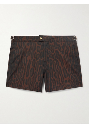 TOM FORD - Straight-Leg Mid-Length Ocelot-Print Swim Shorts - Men - Brown - IT 44