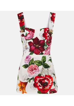 Dolce&Gabbana Floral cotton poplin bustier dress