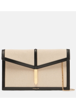 DeMellier Tokyo leather-trimmed canvas clutch