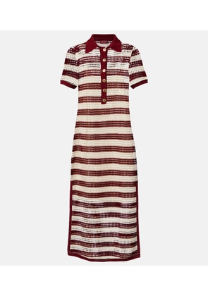 Gucci Open-knit striped silk polo dress
