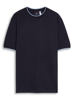 PS Paul Smith Striped-trim Knit T-shirt - Navy - M