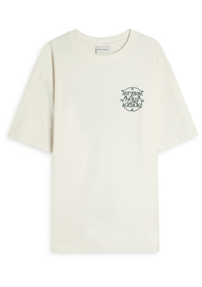 DRÔLE DE Monsieur Le T-shirt Slogan Tresses Embroidered Cotton T-shirt - Off White - L