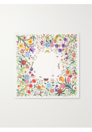 Gucci - Fly Flora Floral-print Silk-twill Scarf - White - One size