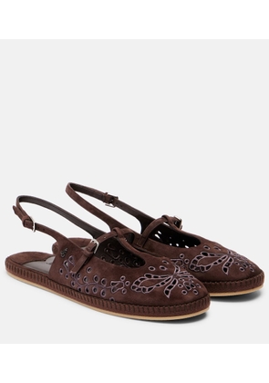 Jimmy Choo Amiee embroidered suede espadrilles