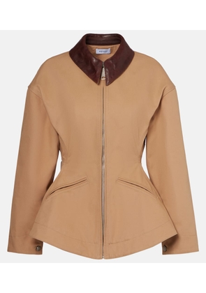McQueen Leather-trimmed canvas jacket