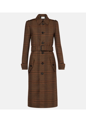 Saint Laurent Belted Prince of Wales wool coat