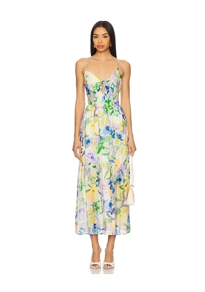 MINKPINK Fable Tie Midi Dress in Yellow,Lavender. Size XL.
