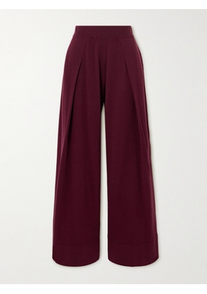 Brunello Cucinelli - Pleated Wool, Cashmere And Silk-blend Wide-leg Pants - Burgundy - xx small,x small,small,medium,large,x large