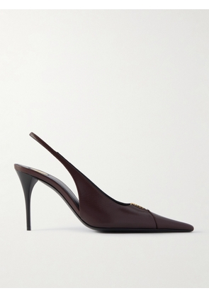 SAINT LAURENT - Babylone Leather Slingback Pumps - Burgundy - EU 36,EU 37,EU 37.5,EU 38,EU 38.5,EU 39,EU 39.5,EU 40,EU 41