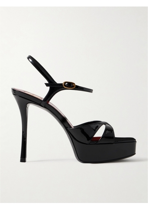 SAINT LAURENT - Debbie Patent-leather Platform Sandals - Black - EU 37,EU 38,EU 39,EU 40