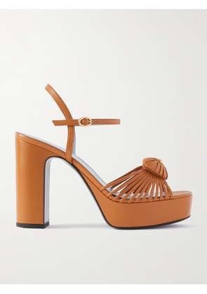 Valentino Garavani - Embellished Leather Platform Sandals - Brown - IT35,IT35.5,IT36,IT36.5,IT37,IT37.5,IT38,IT38.5,IT39,IT39.5,IT40,IT40.5,IT41,IT41.5,IT42