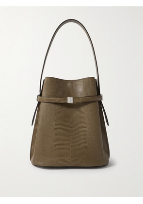 TOTEME - Belted Lizard-effect Leather Tote - Green - One size