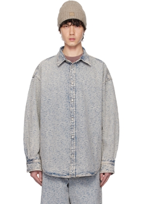 Acne Studios Blue Jacquard Logo Denim Shirt
