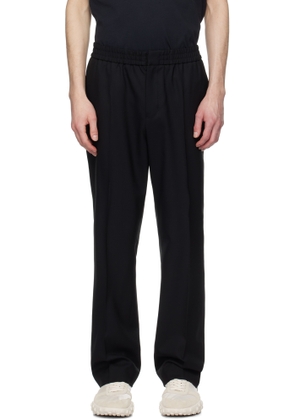 AMI Paris Black Wool Elasticated Waist Trousers