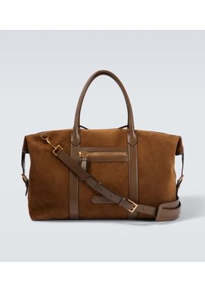 Tom Ford Leather-trimmed suede duffel bag
