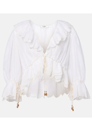 Chloe Broderie anglaise ruffled cotton blouse