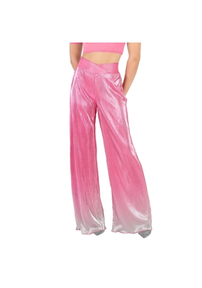 Rotate Ladies Silvery Pink Glo Gradient Plisse Straight Pants