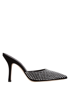 Paris Texas Black Diamond Crystal Embellished Hollywood Mules