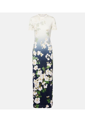 Oscar de la Renta Floral ombre maxi dress
