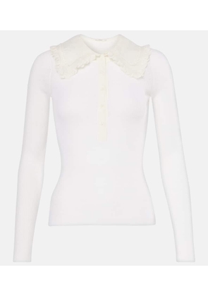 Chloe Ribbed-knit wool Henley shirt
