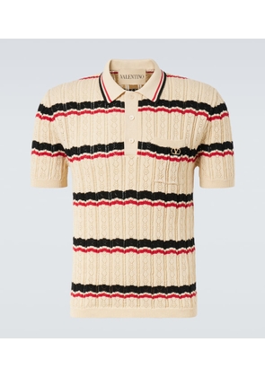 Valentino VLogo pointelle striped cotton polo shirt