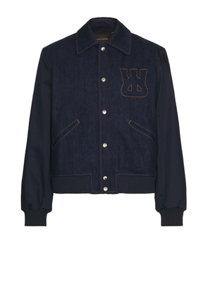 Wales Bonner Echo Denim Varsity Jacket in Indigo - Blue. Size 48 (also in 50, 52).