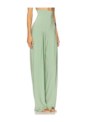Norma Kamali High Waist Tailored Pleat Pant in Green. Size M. Also in S, XS.