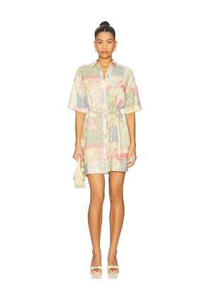MINKPINK Aurora Mini Shirt Dress in Lemon,Ivory. Size XS.