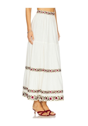 Rosewater House Carnation Ruffle Skirt in Ivory. Size L. Also in M, S, XS.