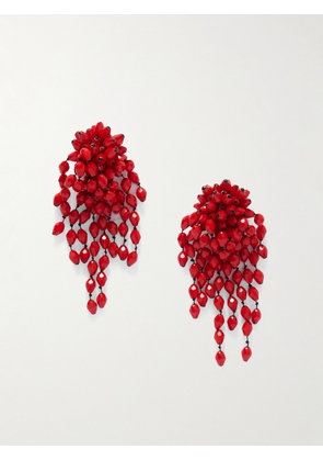 Isabel Marant - Silver-tone Beaded Clip Earrings - Red - One size