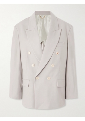 Victoria Beckham - Oversized Double-breasted Twill Blazer - Gray - UK 4,UK 6,UK 8,UK 10,UK 12,UK 14